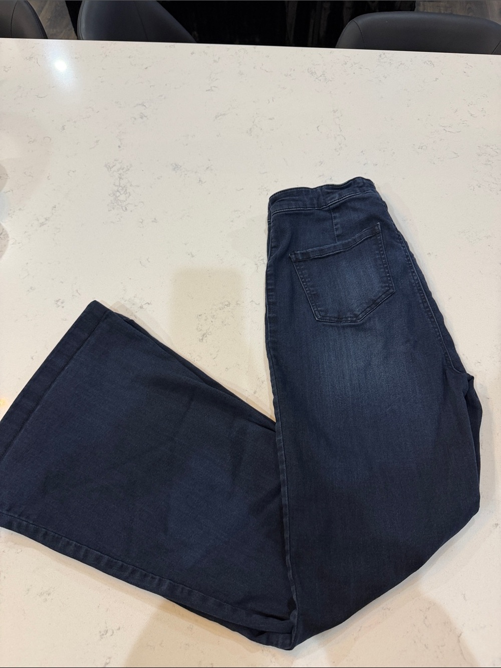 Mint Dark Blue Flared Wide-Leg Jeans